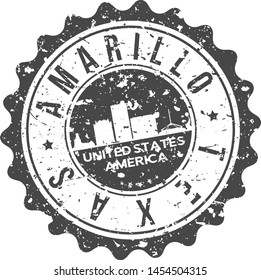 Amarillo Texas City Skyline. Silhouette City. Design Vector. Famous Monuments.