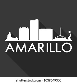 Amarillo Texas Flat Icon Skyline Silhouette Design City Vector Art Famous Buildings.