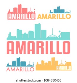 Amarillo Texas Flat Icon Skyline Vector Silhouette Design Set Landmark Logo.