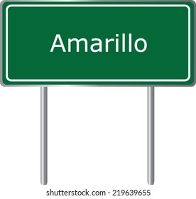 Amarillo, Texas, road sign green vector illustration, road table, USA city