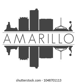 Amarillo Texas Skyline Vector Art Mirror Silhouette Vector