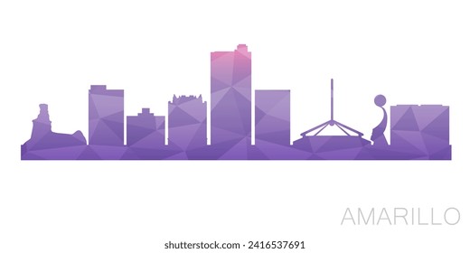 Amarillo, TX, USA Low Poly Skyline Clip Art City Design. Geometric Polygon Graphic Horizon Icon. Vector Illustration Symbol.