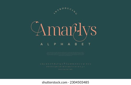 Amarilys elegant alphabet letters font and number. Classic Lettering Minimal Fashion Designs. Typography modern serif fonts decorative vintage design concept. vector illustration