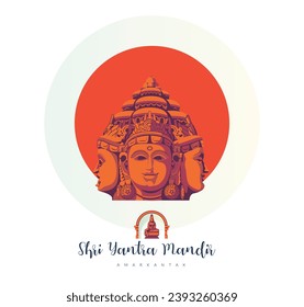 Amarkantak Shri Yantra Temple - Madhya Pradesh - Stock Illustration as EPS 10 File