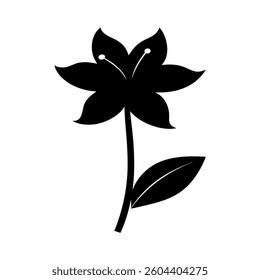Amaryllis flower blooming silhouette with leaf