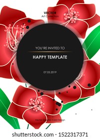 Amaryllis flower Card, Vector illustration design element