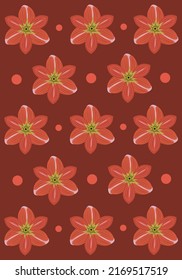 Amaryllis flowers flat vector wallpaper. Cute amaryllis flowers cartoon vector wallpaper for graphic design, illustration, and decorative element