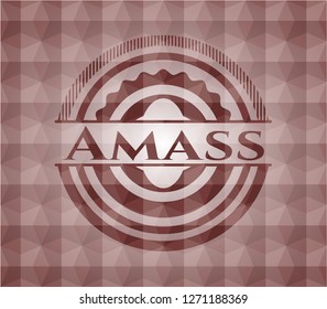 Amass red emblem with geometric background. Seamless.