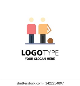 Amateur, Ball, Football, Friends, Soccer Business Logo Template. Flat Color