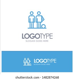 Amateur, Ball, Football, Friends, Soccer Blue outLine Logo with place for tagline