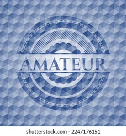 Insignia azul amateur con patrón geométrico. Ilustración vectorial. Detallado. 