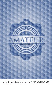 Amateur blue emblem with geometric pattern.