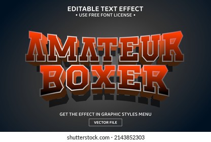 Amateur boxer 3D editable text effect template