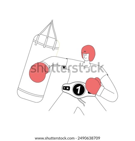 An amateur boxer is practicing by punching a sandbag.