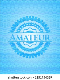 Amateur light blue water wave style badge.