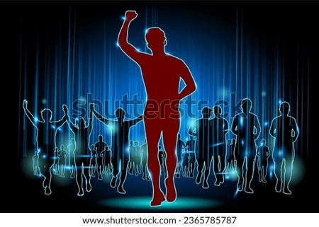 Amateur marathon neon style vector illustration.