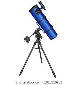 amateur telescope. The reflector of system of Newton. blue pipe on a black mount