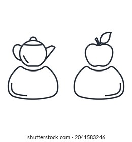 Amator y profesional. Icono lineal vectorial aislado en fondo blanco.