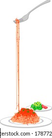 Amatriciana arrabbiata tomato sauce pasta spaghetti & salad illustration background vertical banner