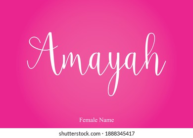 Amayah-Female Name Calligraphy White Color Text On Pink Gradient Background 