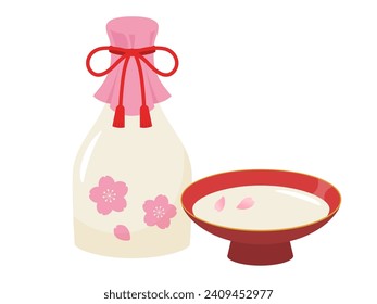 Material de ilustración del vector Amazake Hinamatsuri