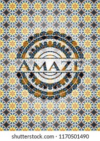 Amaze arabic badge background. Arabesque decoration.