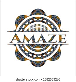 Amaze arabic style emblem. Arabesque decoration.