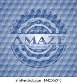 Amaze blue badge with geometric pattern background. Vector Illustration. Detailed.