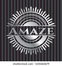 Amaze silver badge. Vector Illustration. Mosaic.
