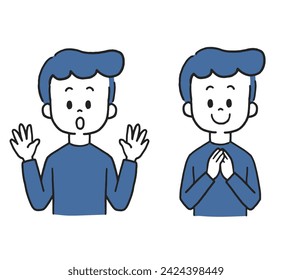 Amaze and Thank man vector illustration