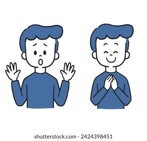 Amaze and Thank man vector illustration