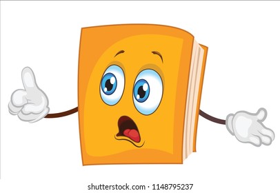 amazed book character cartoon vector