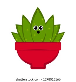 Amazed cactus in a flower pot. Vector illustration design