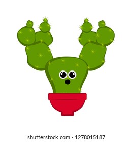 Amazed cactus in a flower pot. Vector illustration design