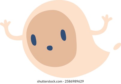 Amazed cartoon halloween ghost vector illustration