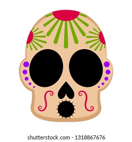Amazed colored mexican skull. Vector illustration design