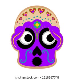 Amazed colored mexican skull. Vector illustration design