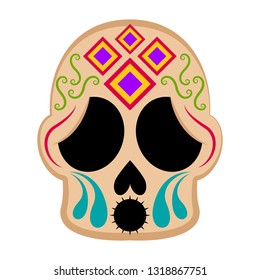 Amazed colored mexican skull. Vector illustration design