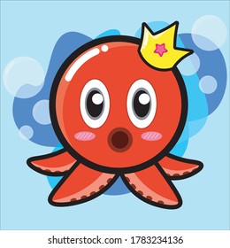 Amazed Cute Octopus Vector - Little Octopus