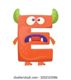 
An amazed Devilic character of Letter E monster
