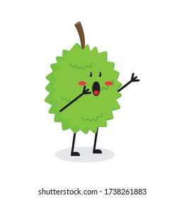 amazed durian fruit cute character mascot vector design