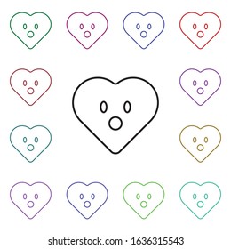 Amazed emoji multi color style icon. Simple thin line, outline vector of heart emotions icons for ui and ux, website or mobile application