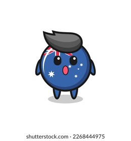 the amazed expression of the australia flag badge cartoon , cute style design for t shirt, sticker, logo element