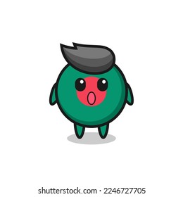 the amazed expression of the bangladesh flag badge cartoon , cute style design for t shirt, sticker, logo element