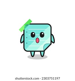 the amazed expression of the blue sticky notes cartoon , cute style design for t shirt, sticker, logo element