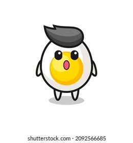 the amazed expression of the boiled egg cartoon , cute style design for t shirt, sticker, logo element
