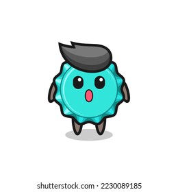 the amazed expression of the bottle cap cartoon , cute style design for t shirt, sticker, logo element