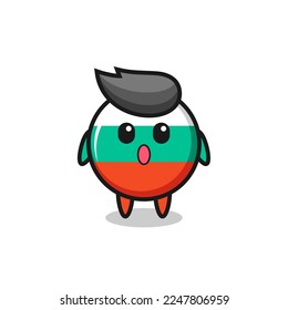 the amazed expression of the bulgaria flag badge cartoon , cute style design for t shirt, sticker, logo element