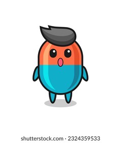 the amazed expression of the capsule cartoon , cute style design for t shirt, sticker, logo element