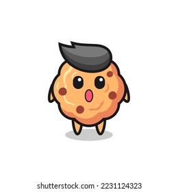 the amazed expression of the chocolate chip cookie cartoon , cute style design for t shirt, sticker, logo element
